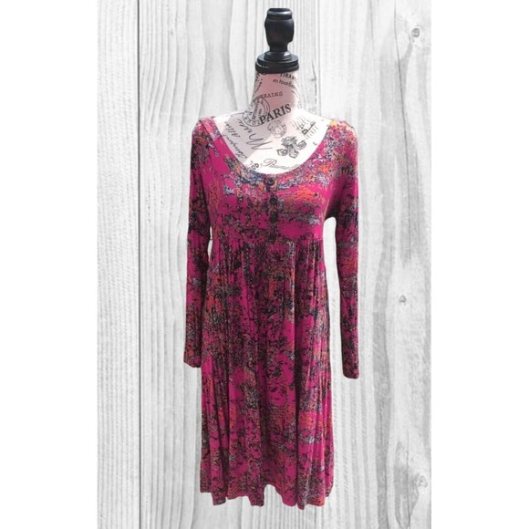 Anne Giorgio Dress Size Small Rayon Fall Red Gold‎ Long Sleeve Scoop Neck Drapey - Picture 4 of 10